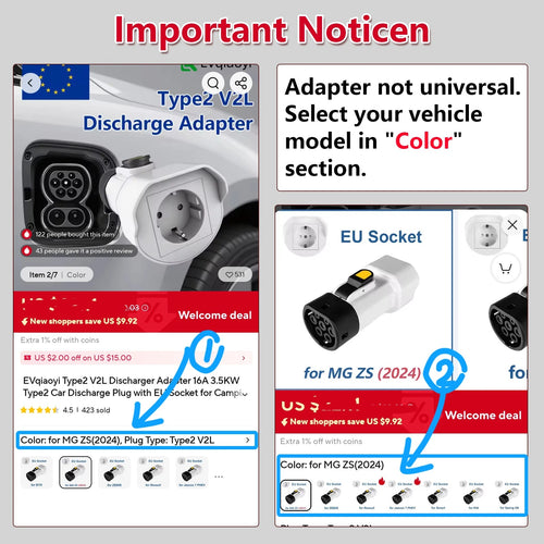 Adaptateur déchargeur V2L Type 2 – 16A 3,5kW – Prise EU – Compatible BYD, MG, Renault, Jaecoo - SPCHARGE